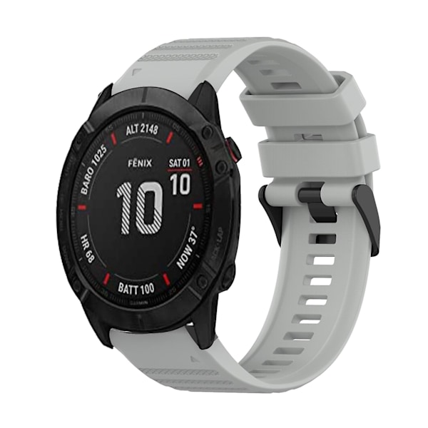 Grå Grå Silikon Klokkereim kompatibel med Garmin Fenix 6x Sapphire