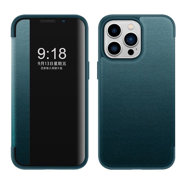Kotelo iPhone 15 Qingshan Dai nahkainen läppä