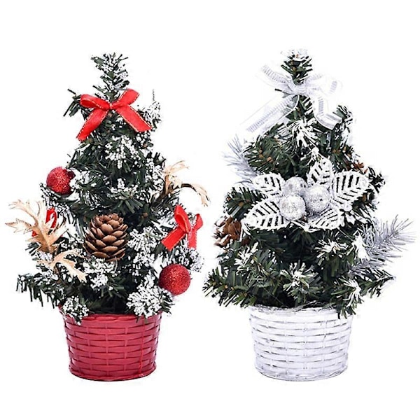 Mini Kunstig Juletre Ball Stjerne Skrivebord Ornament Hjem Festival Dekor Golden C