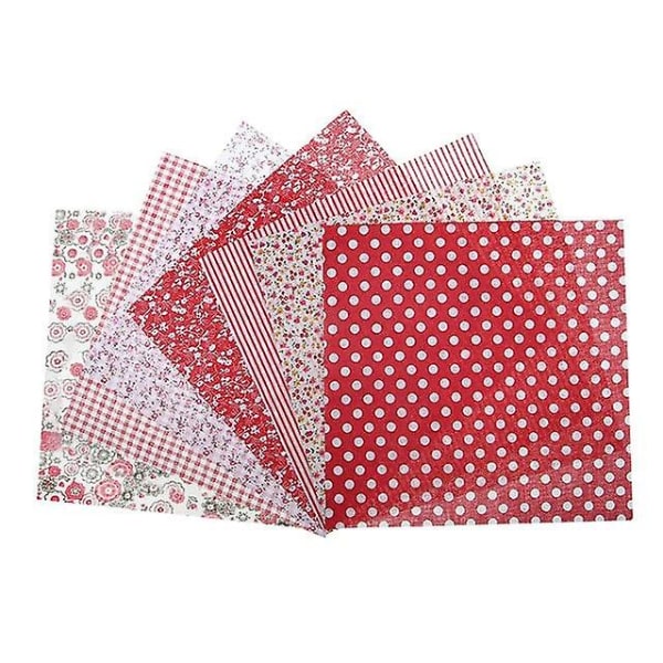 Gör-det-själv blandade mönster med blommigt printed lapptäcke bomullstyg - buntsömnad red