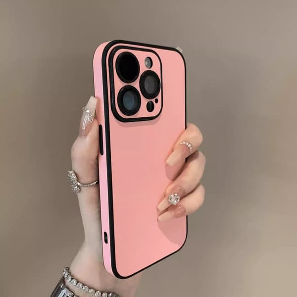 Fodral till iPhone 15 Skin Feel Lädertextur Rosa