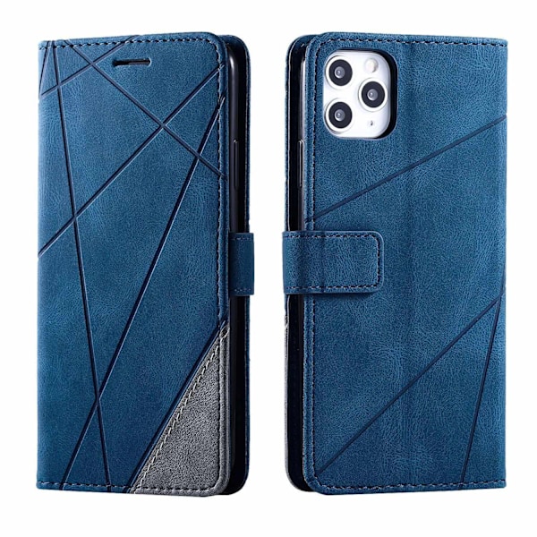 Etui til iPhone 16PRO MAX blå Soft-Touch Mixed Media Wallet med kortholder Flip Magnetisk