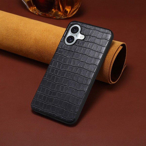 Fodral för iPhone 14 svart krokodilläder
