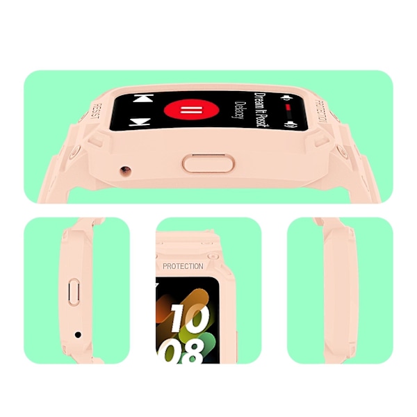 Vaaleanpunainen TPU-kellon ranneke, yhteensopiva Huawei Band 7 / 6 / Honor Band 6 kanssa