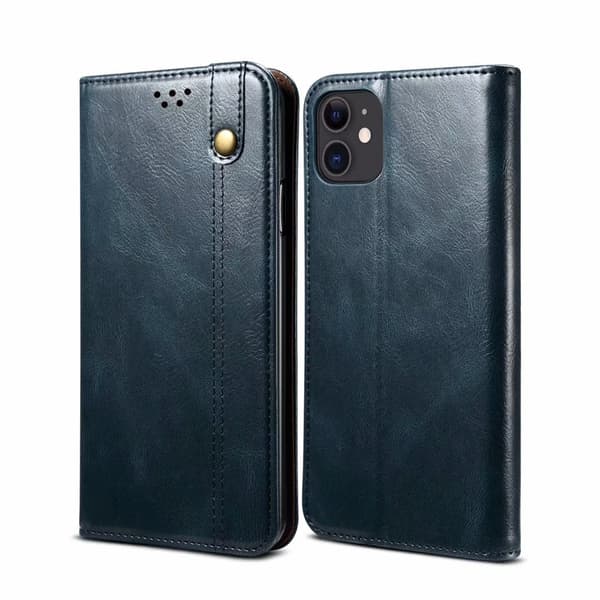 Etui til iPhone 15 Pro Navy Vintage Distressed Wallet med Kortholder Flip
