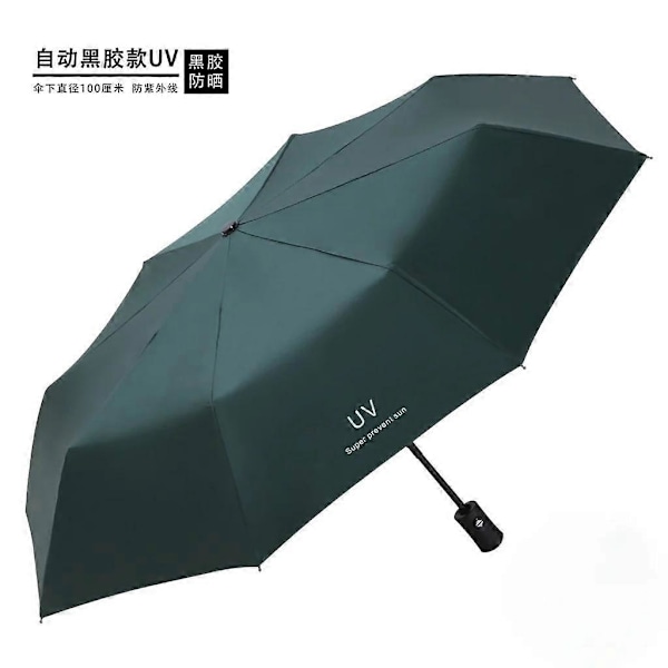Moderigtig Bærbar Foldbar Automatisk Paraply Anti UV Regn Sol Paraply Vindtæt Kvinder Mænd Børn Parasol Paraply automatic green