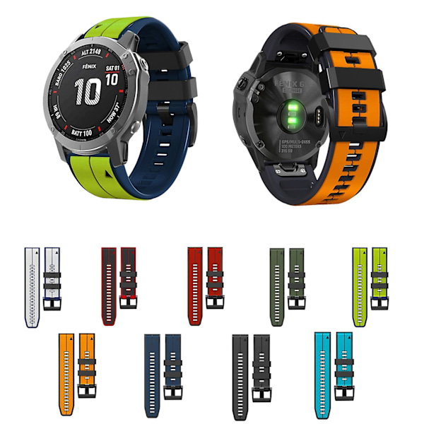 Rød Sort Rød Sort Silikone Sportsurrem kompatibel med Garmin Fenix 5x Plus