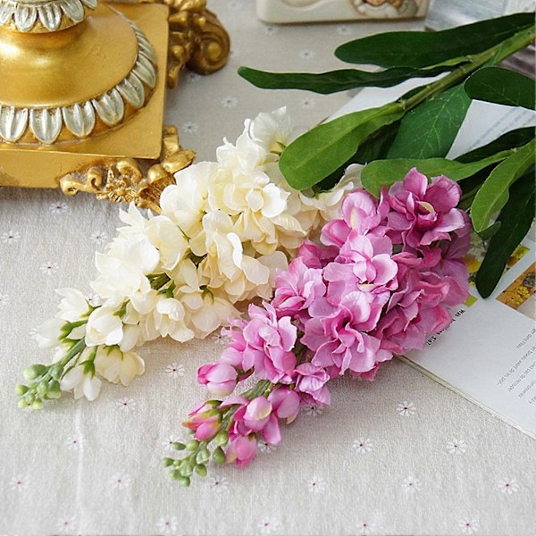 1 stk. Kunstig Blomst Livagtig Boligdekoration DIY Falsk Violet Blomstergren Fotograferingsrekvisit til Bryllup Pink White