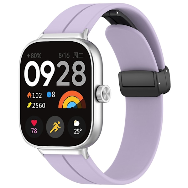 Lilla Lilla Magnetisk Spenne Silikonrem kompatibel med Xiaomi Mi Band 8 Pro