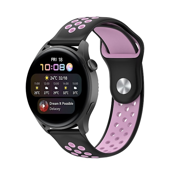 Musta Pinkki Musta Pinkki yhteensopiva Huawei Watch 3 / 3 Pro silikonirannekkeen kanssa