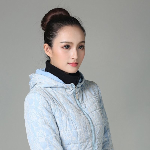 Dame falsk krage Avtakbar halv Vinter Strikketråd Ant Light green rib one size unisex