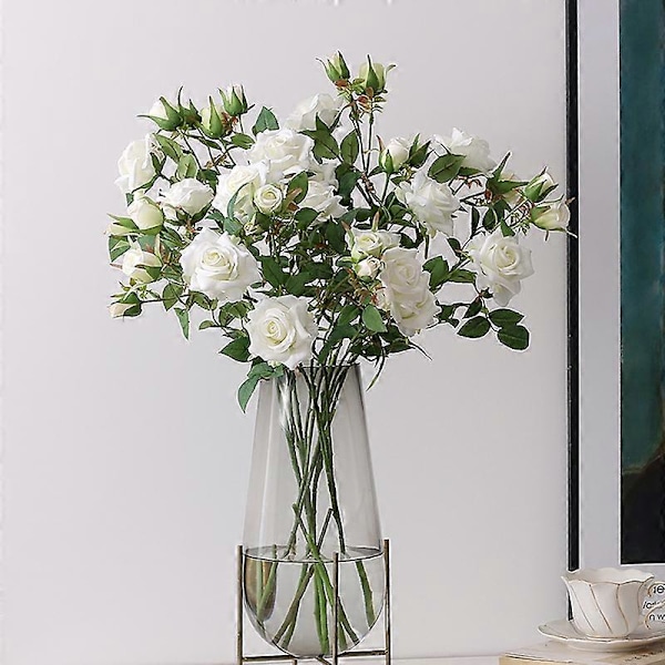 Falsk Blomst Miljøvennlig Falmingsbestandig Kunstig Silkeblomst 3 Hoder Kunstig Roseblomst til Hjemmet Gamboge