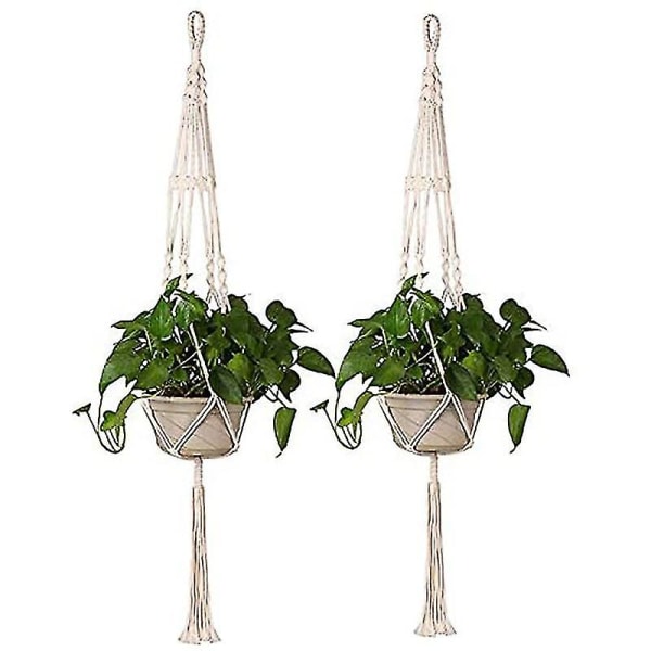 Ny hängande korg kompatibel med inomhus- eller utomhusväxter i bomullsrep