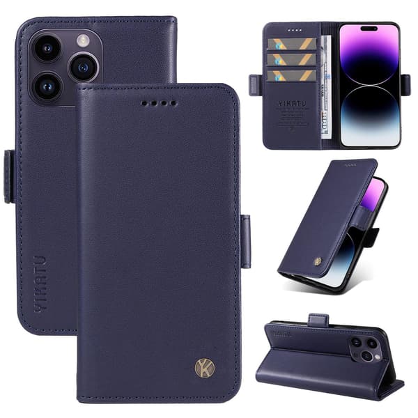 Etui til iPhone 15 Pro Claret Almindelig Wallet med Kortholder Magnetisk Flip læder