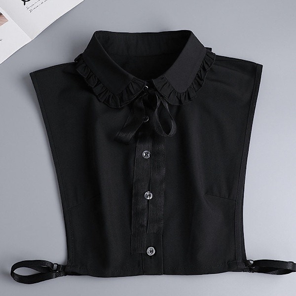 Dame falsk krage Avtakbar halv genser dekorasjon vinter Bow collar [black]]