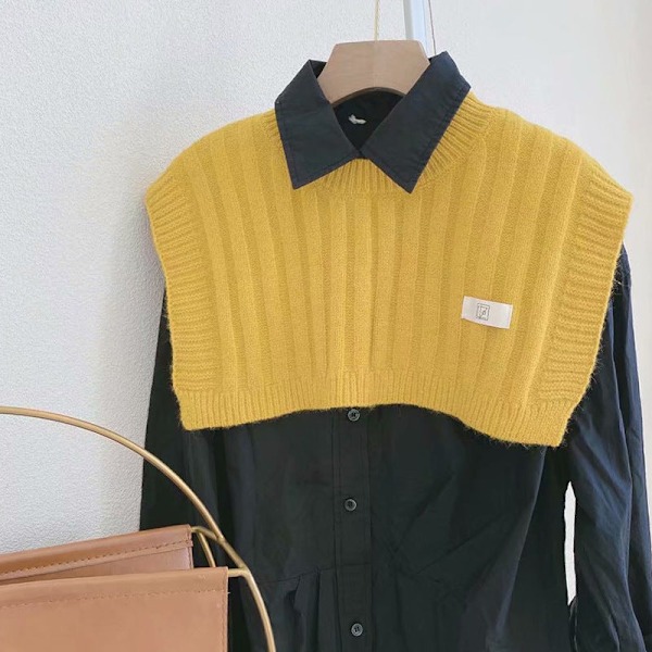 Dame falsk krage Avtakbar halv strikket sjal Air-Conditio Ginger yellow 37cm