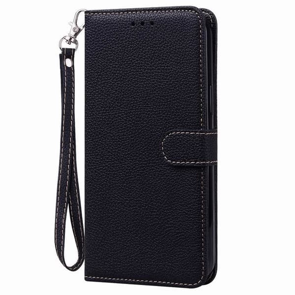 Etui til iPhone 13mini 5.4 sort Pebbled Plain Wallet med kortholder Flip