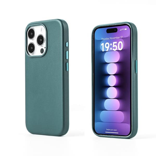 Fodral för iPhone 14pro magnetisk + animation grangrön Magnetiskt mode läder klassisk