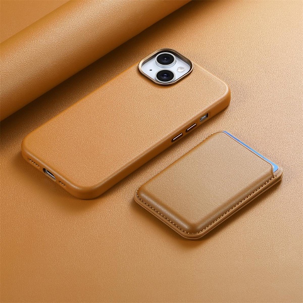 Kotelo iPhone 14/13 satulanruskealle [Kaksiosainen setti] Virallinen magneettinen nahka jalustalla ja korttipakkauksella