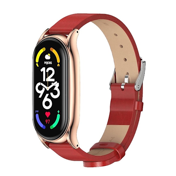 Rød Rosaguld Rød Rosaguld Mikrofiber Læder Urrem kompatibel med Xiaomi Mi Band 7 / 7 Nfc
