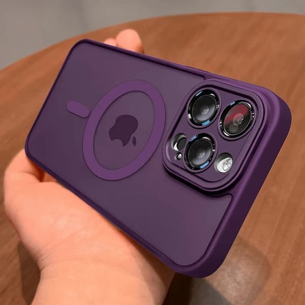 Fodral för iPhone 13 Frostat Magnetisk Linsdetalj Orange Lila