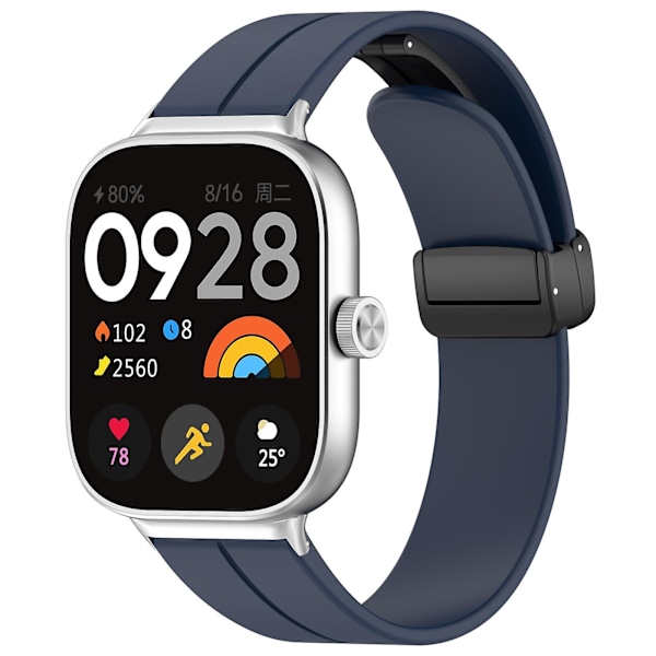 Mørkeblå Mørkeblå Magnetisk Spenne Silikonrem kompatibel med Redmi Watch 4