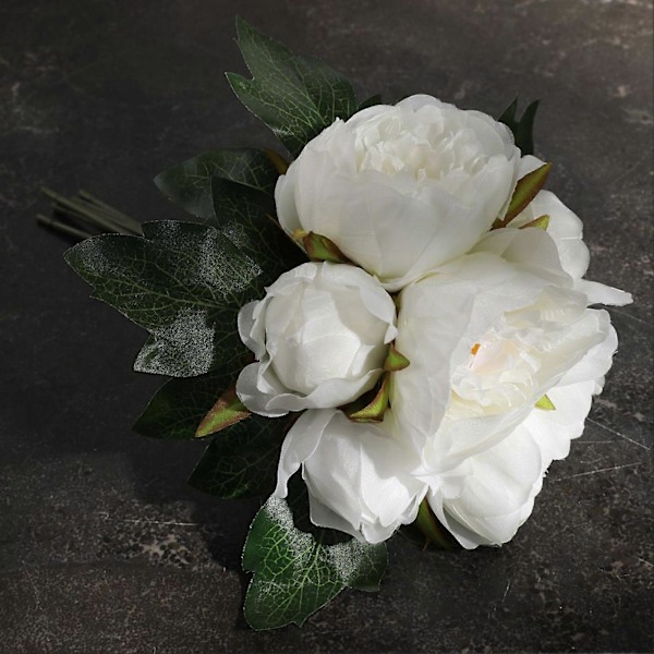 Kunstig Blomst Lang Stilk Værbestandig 6 Hoder Bryllupsbukett Peon Falsk Silkeblomst Hjemmeinnredning Rose Red