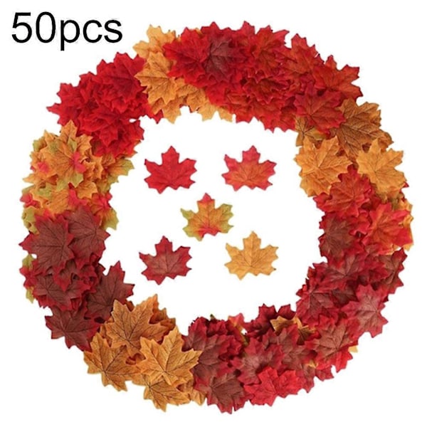 50 stk. 8 cm Simulation Kunstige Ahornblade til Bryllup, Thanksgiving Dekoration
