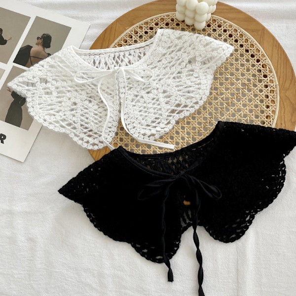 Dame falsk krave Aftagelig halv Aftagelig 'S All-Matching Four-leaf lace-White
