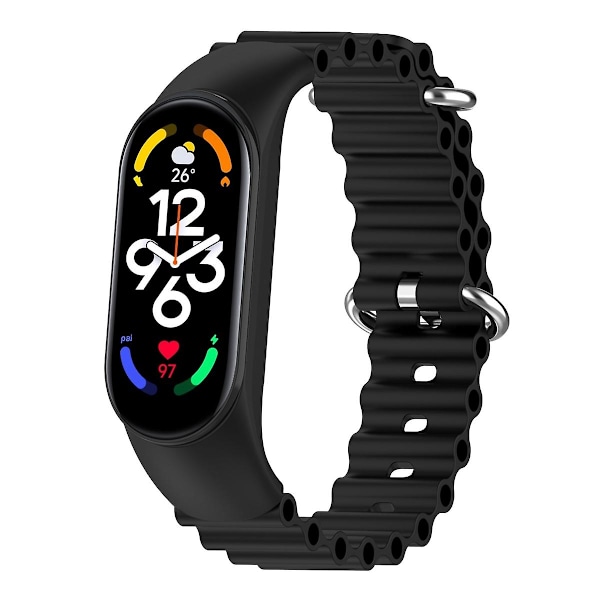 Svart Svart Silikon Klokkereim kompatibel med Xiaomi Mi Band 7 / 6 / 5 / 4 / 3