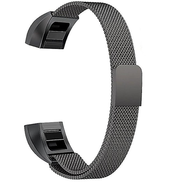 Sort Sort Rustfrit Stål Magnetisk Håndledsrem kompatibel med Fitbit Alta, 130-170mm