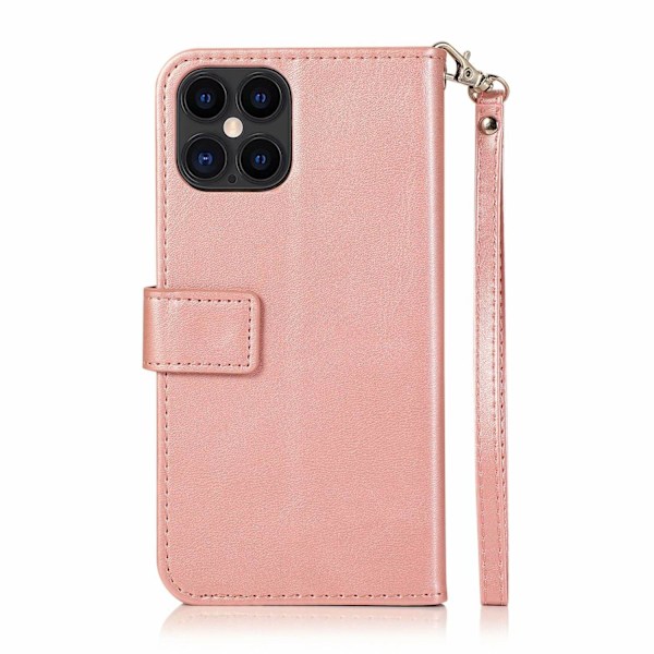 Kotelo iPhone 15plus Ruusukulta Viiden Kortin Vetoketjullinen Lompakko Korttipidikkeellä