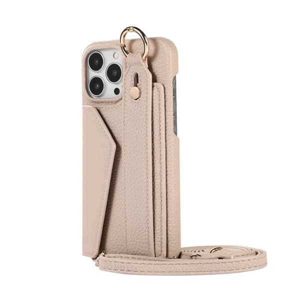 Etui til iPhone 15 Pro (Khaki) Håndleds Møntpung Håndleds Pebbled Wallet med Kortholder