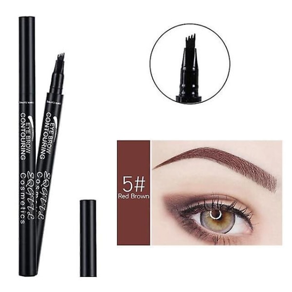 4 Head Makeup Eyebrow Enhancers - High-end Automatisk matt ögonbrynspenna Reddish brown