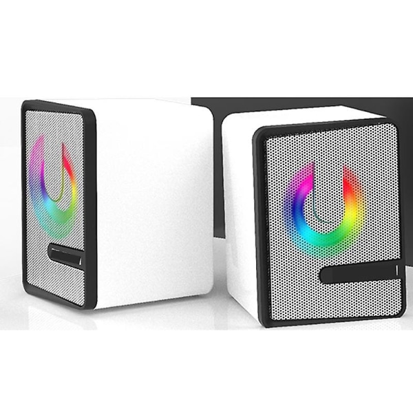 USB -driven Mini Rgb Lighting Hifi Subwoofer-högtalare White