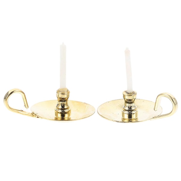 2 stk. Dukkehus Lysestager - Miniholder i jernlegering