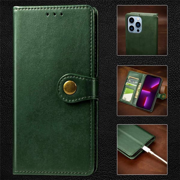 Etui til iPhone 15 Pro Max grønn Flip business