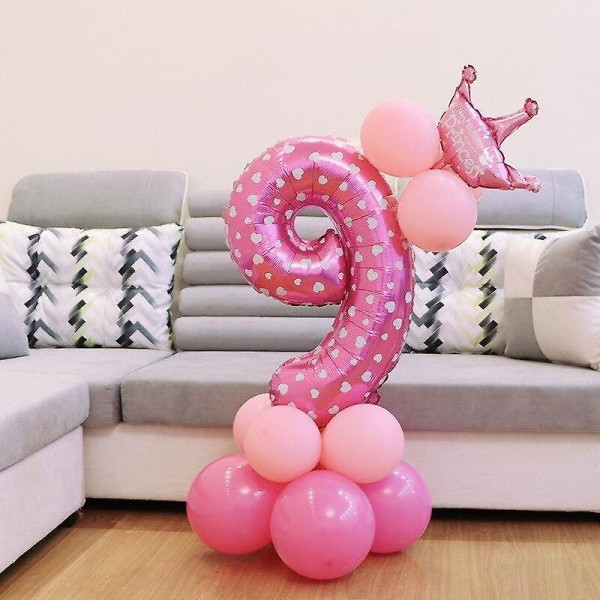 Söta nummer folieballonger för festdekorationer pink9