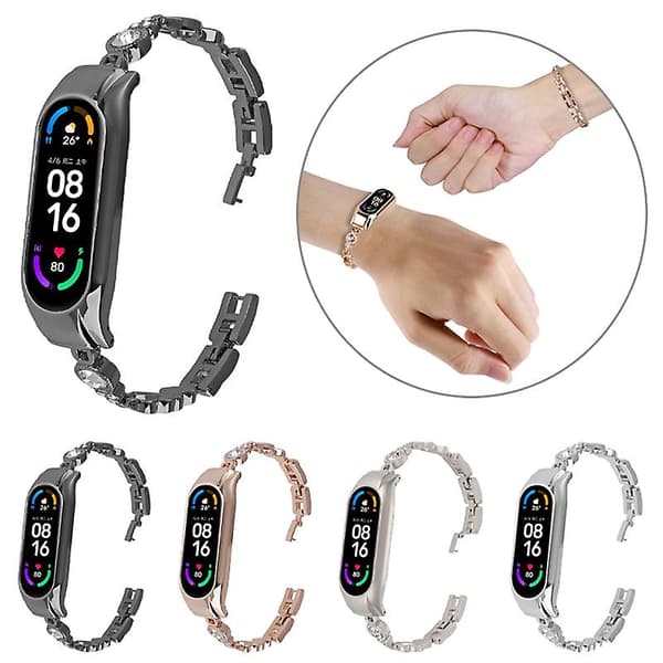 Sort Sort Hjerte-til-hjerte Diamantrem kompatibel med Xiaomi Mi Band 7