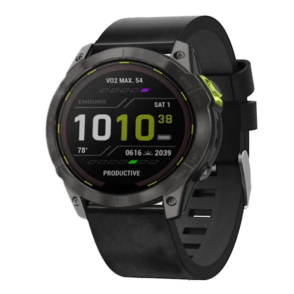 Svart Svart Läder Klockarmband kompatibelt med Garmin Enduro 2