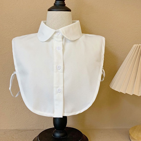 Dame falsk krave Aftagelig halv Ren Bomuld Ensfarvet Sh Light Plate round neck White