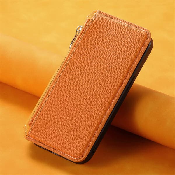 Etui til iPhone 15 Pro orange farve Magnetisk cover sugekop adsorberer Flip