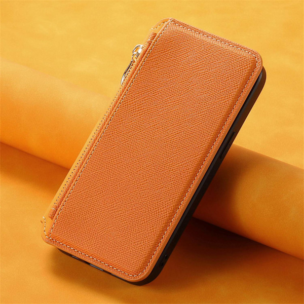 Etui til iPhone 15 Pro oransje farge Magnetisk deksel sugekopp adsorberer Flip