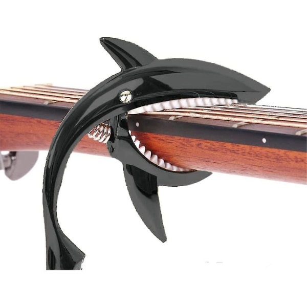 Ny Shark Guitar Capo Zink Alloy Capo Med Pick, svart