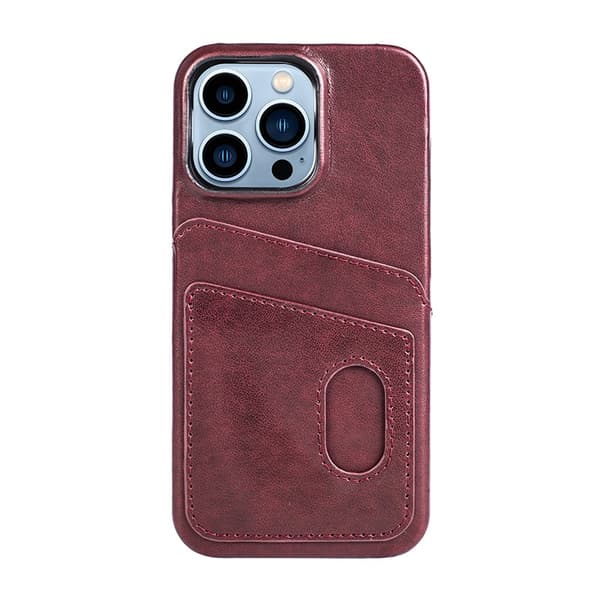 Punainen iPhone 16Pro -lompakkokotelo, jossa korttipidike, nahkainen tupla korttipidike, kustomoitu