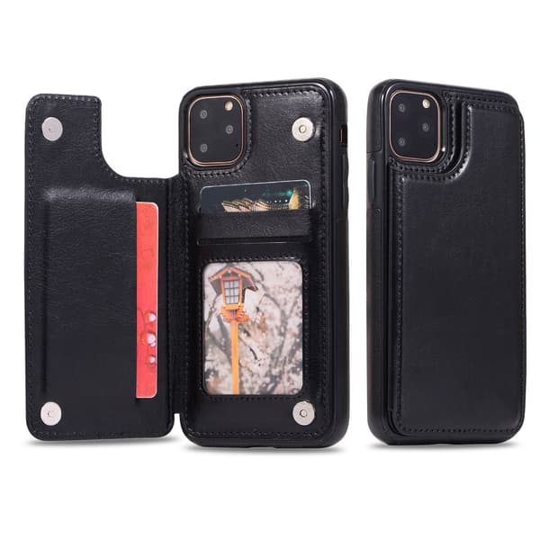 Etui til iPhone 14 Plus sort Wallet med kortholder læder Creative