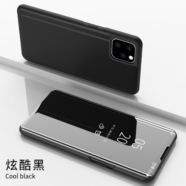 Kotelo iPhone 16 Pro Maxille, tyylikäs musta 3D-peili, älykäs läppäteline