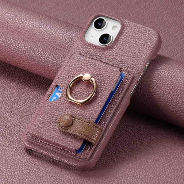 Kotelo iPhone 14 Plus -puhelimelle, aprikoosin värinen, yksinkertainen, klassinen, kivikuvioinen lompakko korttipidikkeellä, luova