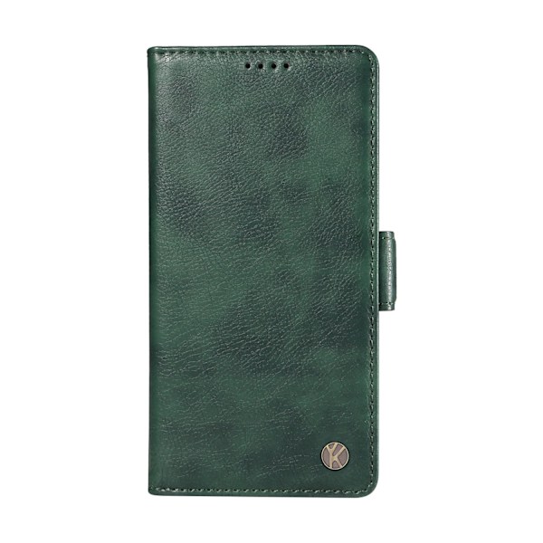 Etui til iPhone 15 Pro grøn Pebbled Side Buckle Frosted Wallet med kortholder