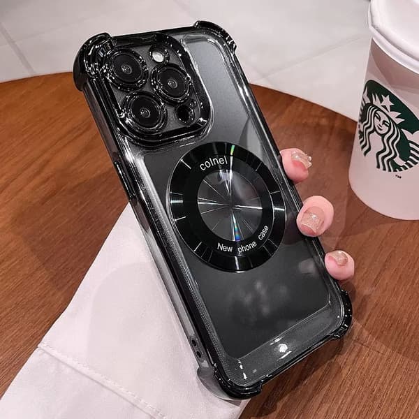 Fodral för iPhone 14 Pro Max Galvaniserad Klar Magnetisk Klar Svart Noz28255